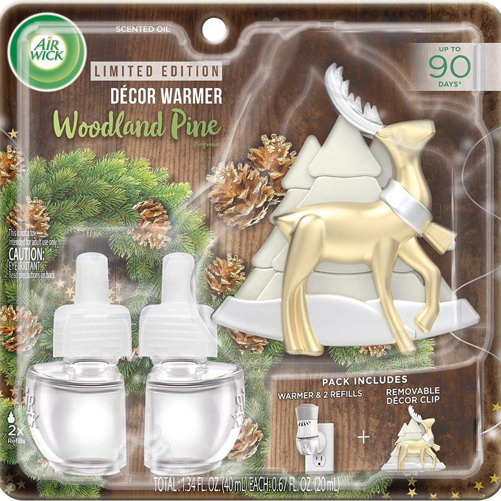 Air Wick Scented Oil Plug-In Woodland Pine Decor Warmer + 2 Refills Deer